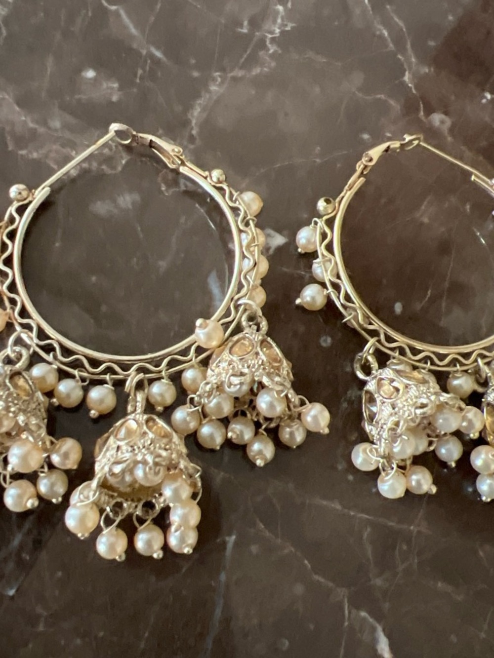 Gold Pearl Jhumka Hoop Earrings - Elegant Women's Jewelry